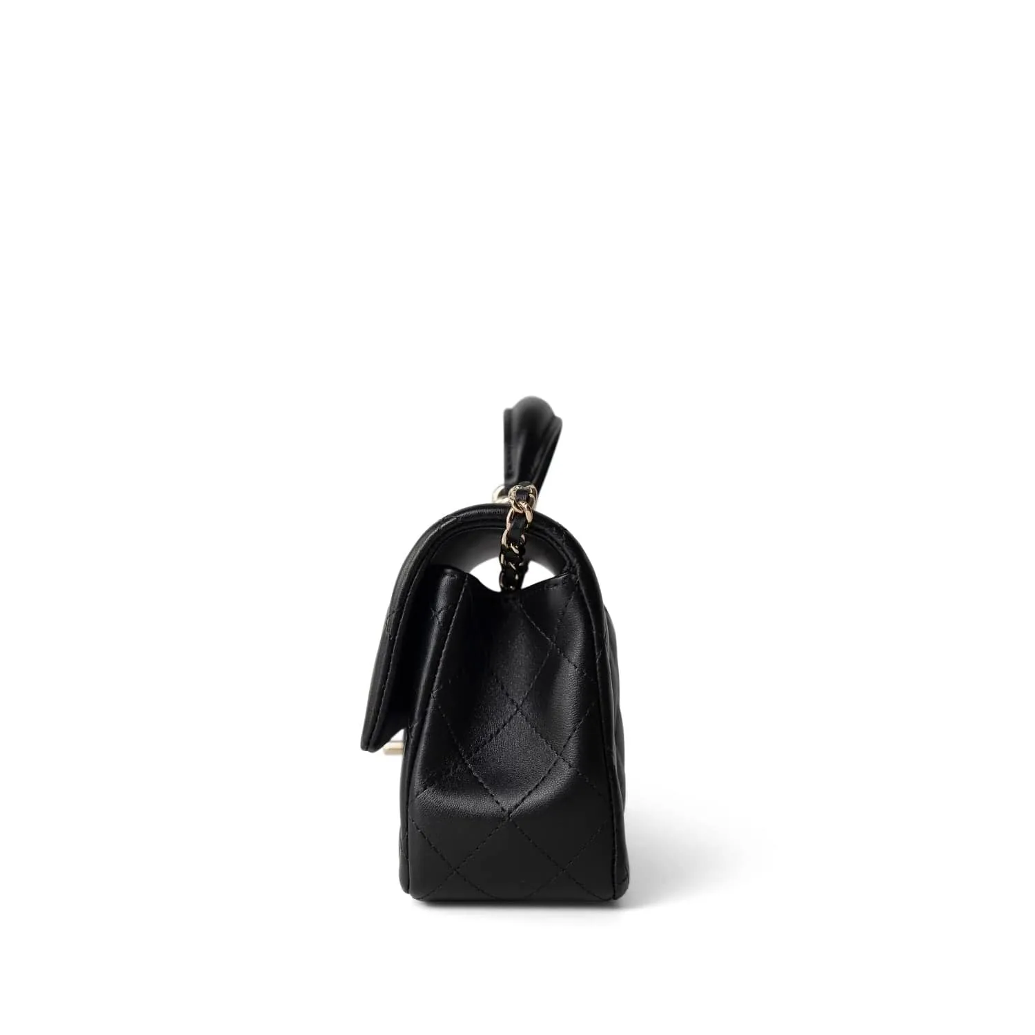 22A Black Lambskin Mini Top Handle Light Gold Hardware