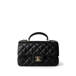 22A Black Lambskin Mini Top Handle Light Gold Hardware
