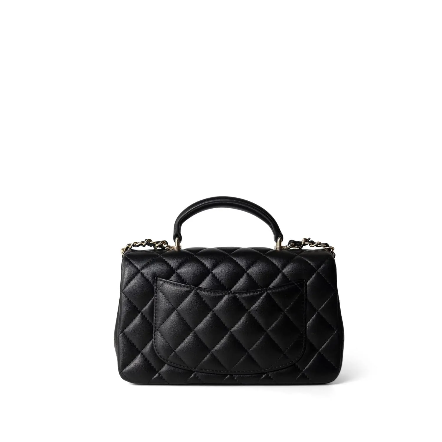 22A Black Lambskin Mini Top Handle Light Gold Hardware