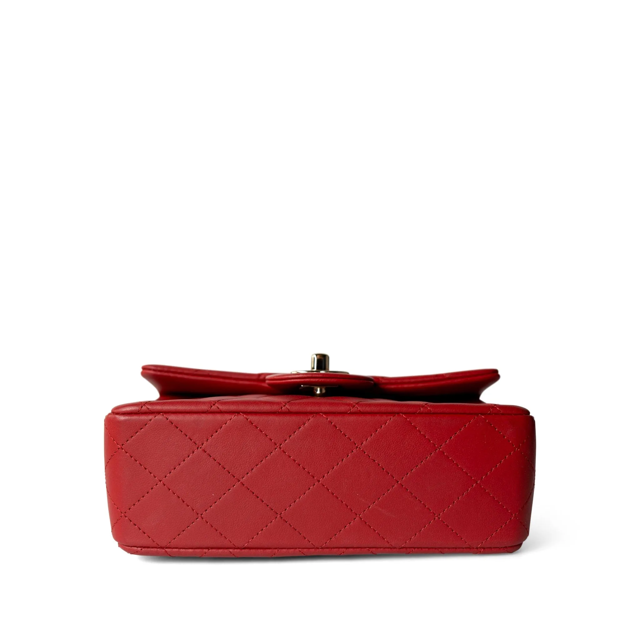 22P Red Lambskin Mini Top Handle Light Gold Hardware
