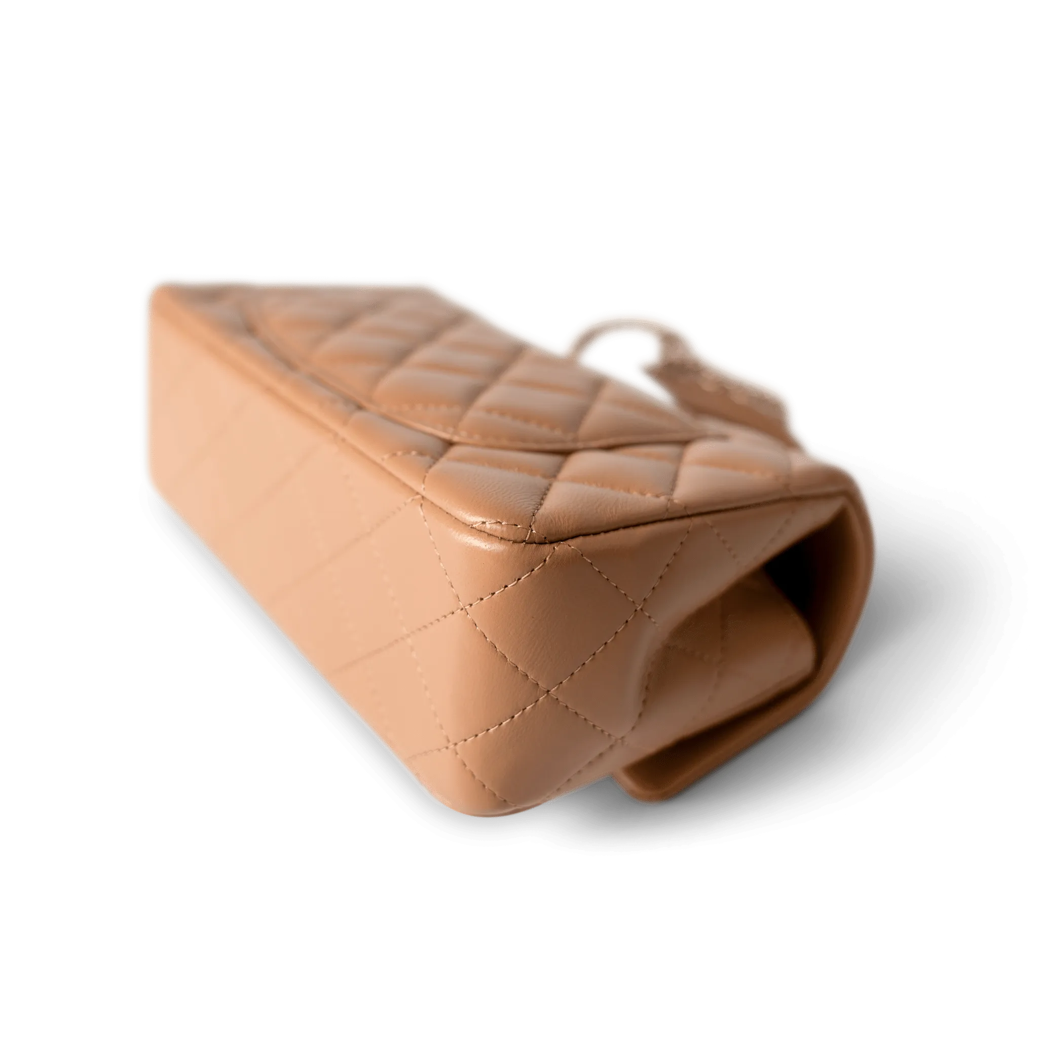 23P Dark Beige Lambskin Quilted Mini Top Handle LGHW