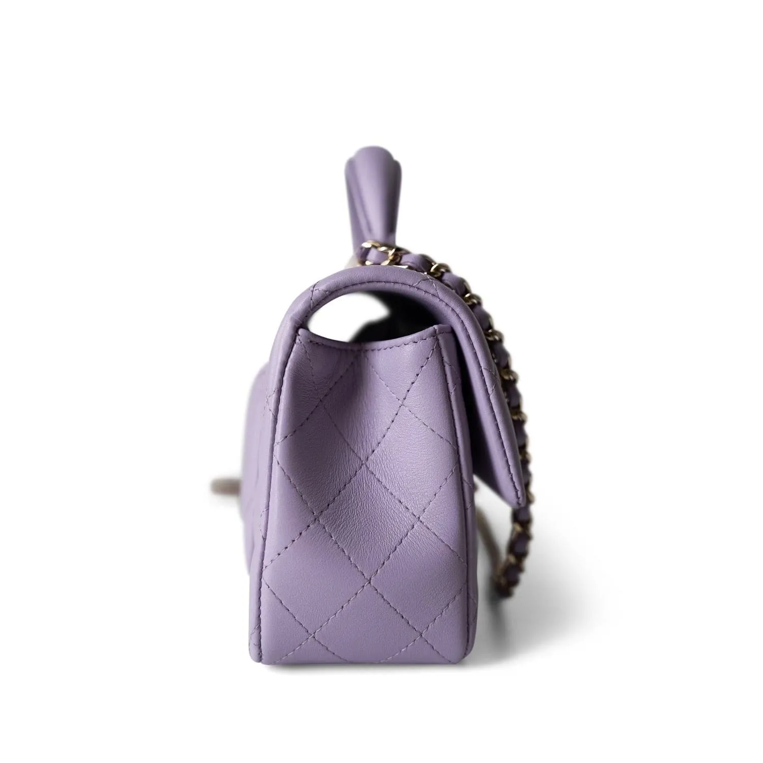 24P Lavender Lambskin Mini Top Handle Light Gold Hardware
