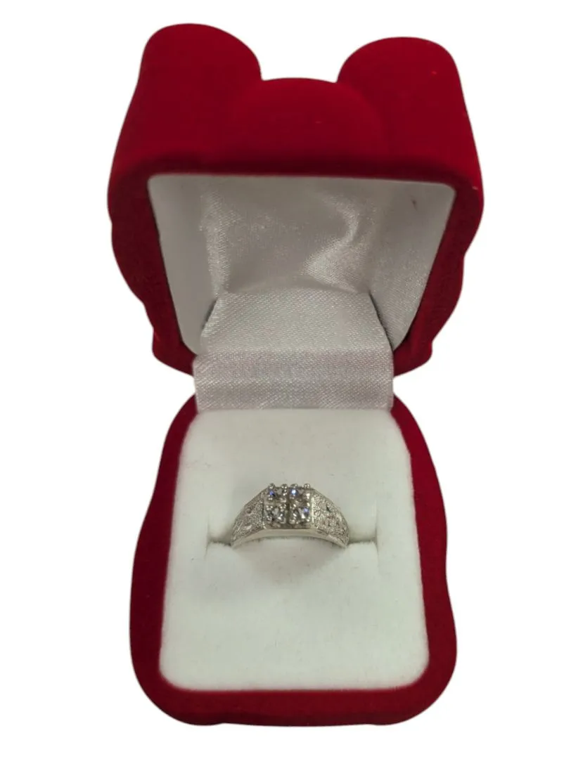 4 Gem Silver Signate Ring Size 4 (15)