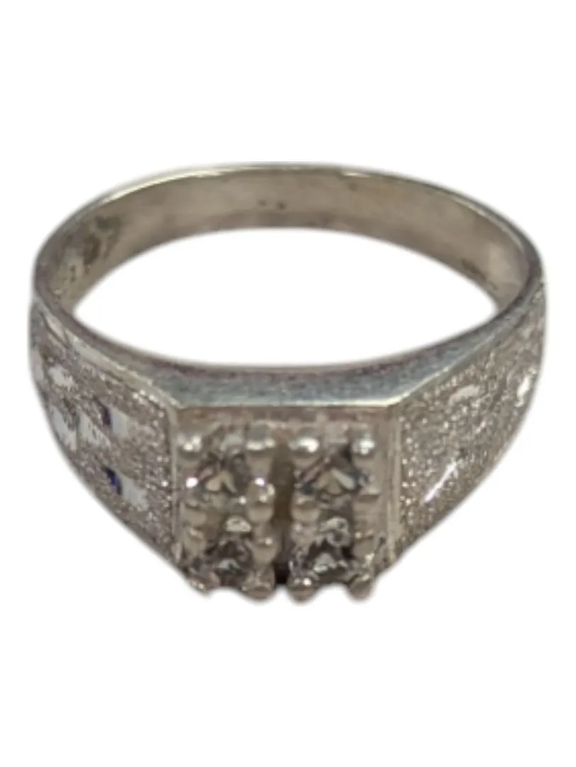 4 Gem Silver Signate Ring Size 4 (15)