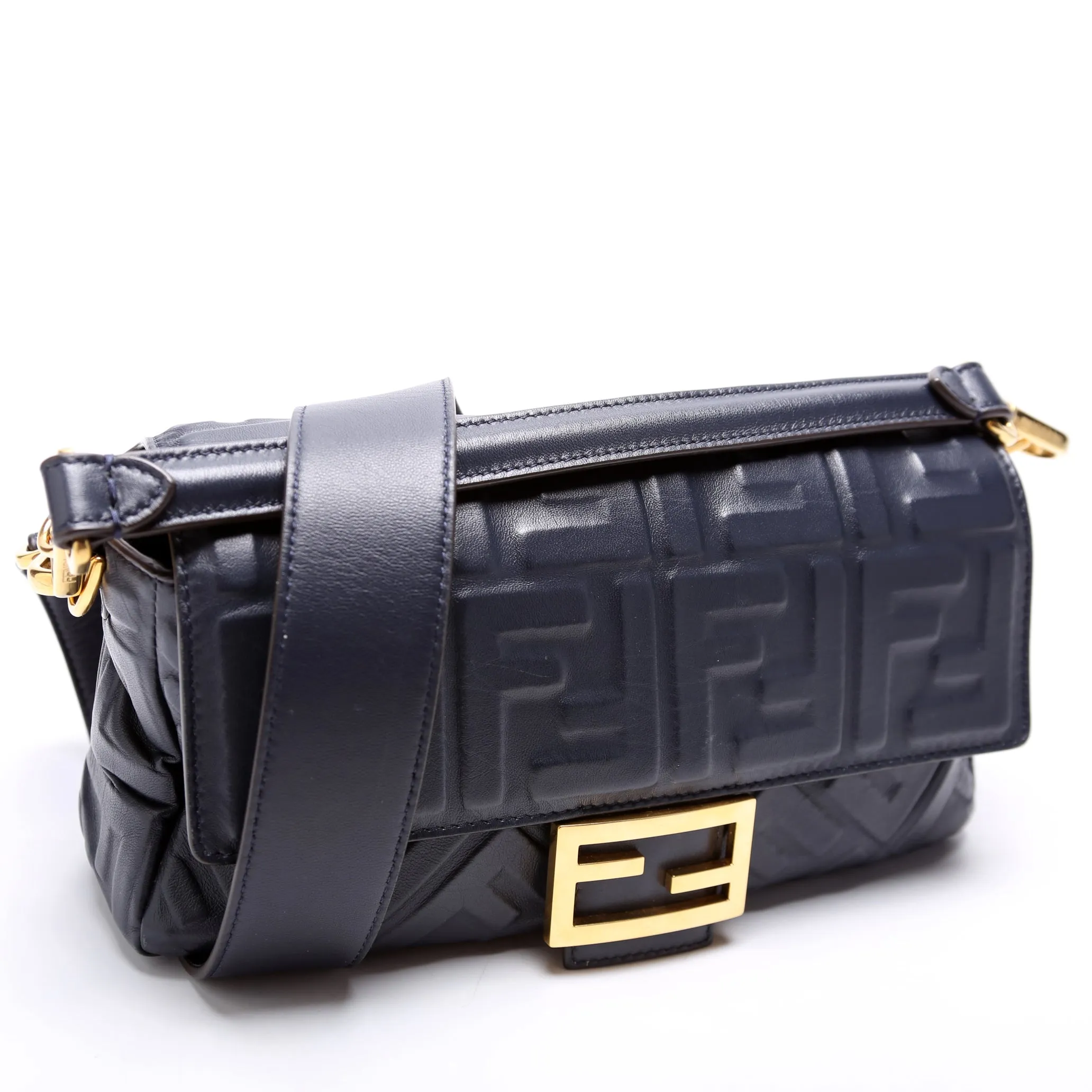 Baguette FF Embossed Nappa Navy