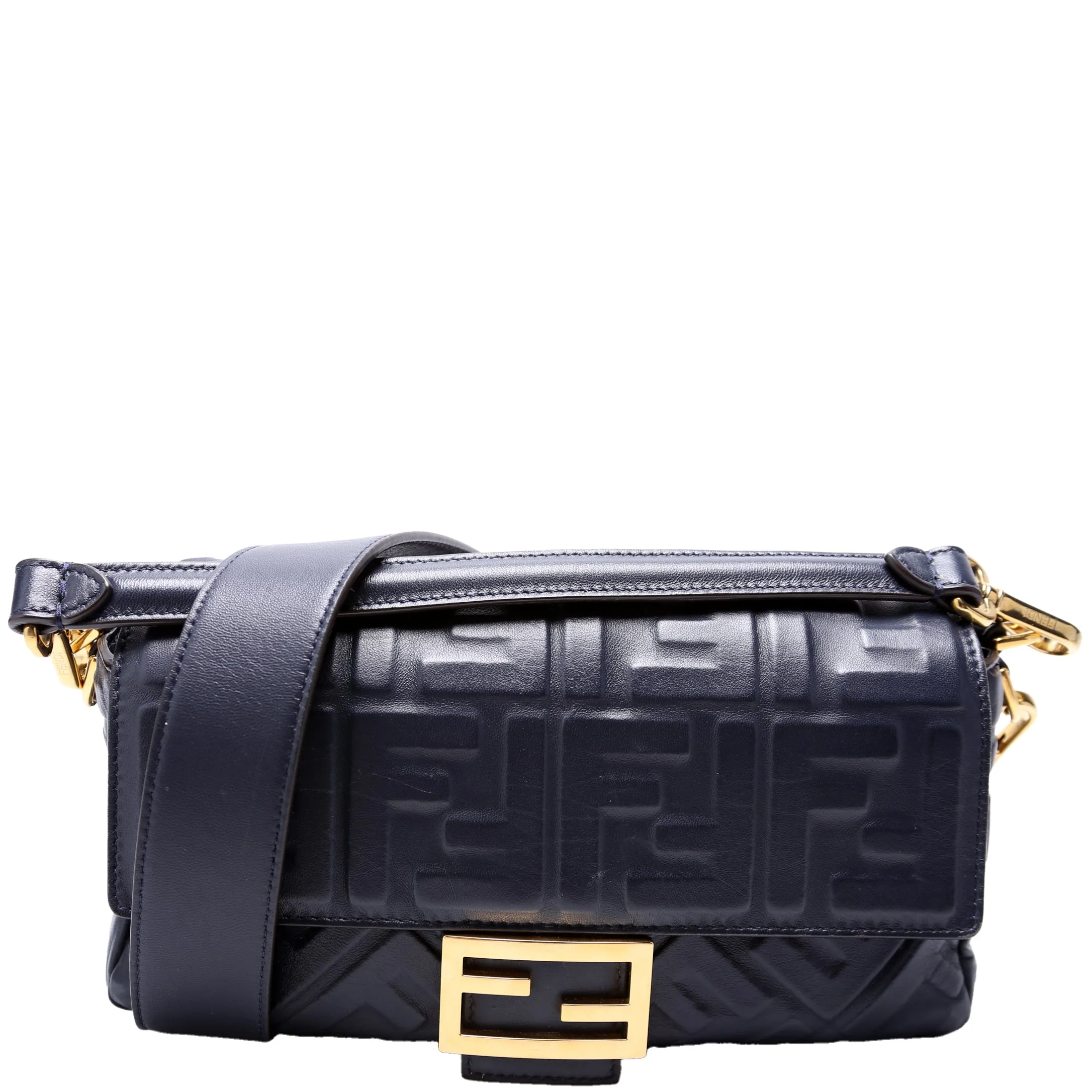 Baguette FF Embossed Nappa Navy