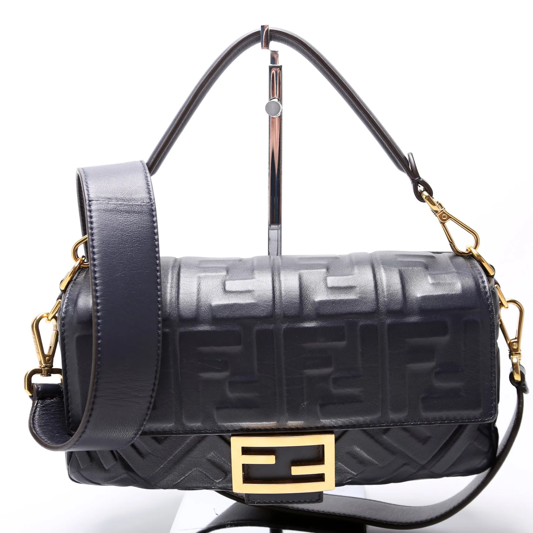 Baguette FF Embossed Nappa Navy