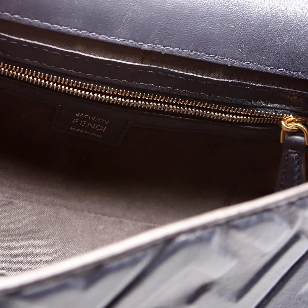 Baguette FF Embossed Nappa Navy