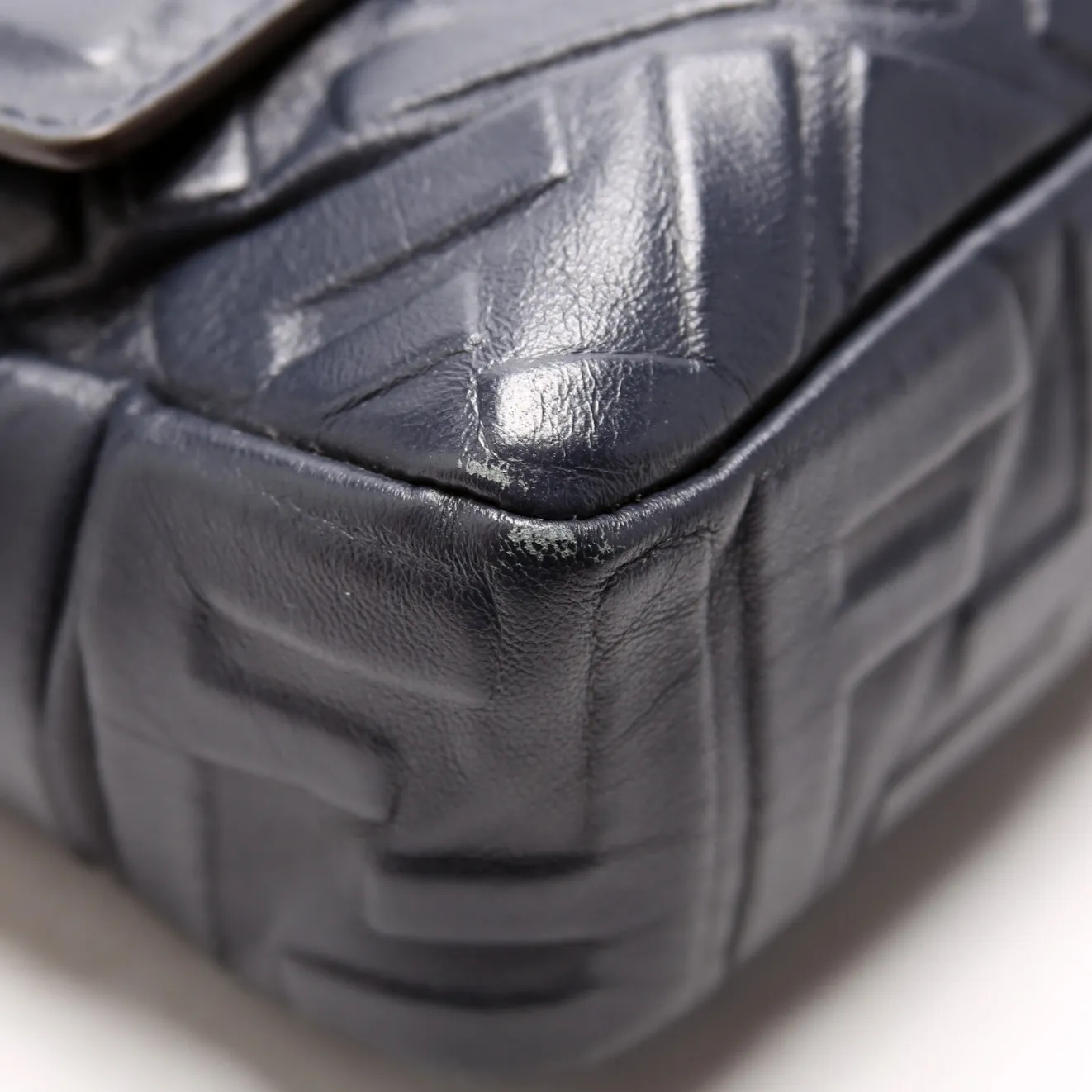 Baguette FF Embossed Nappa Navy
