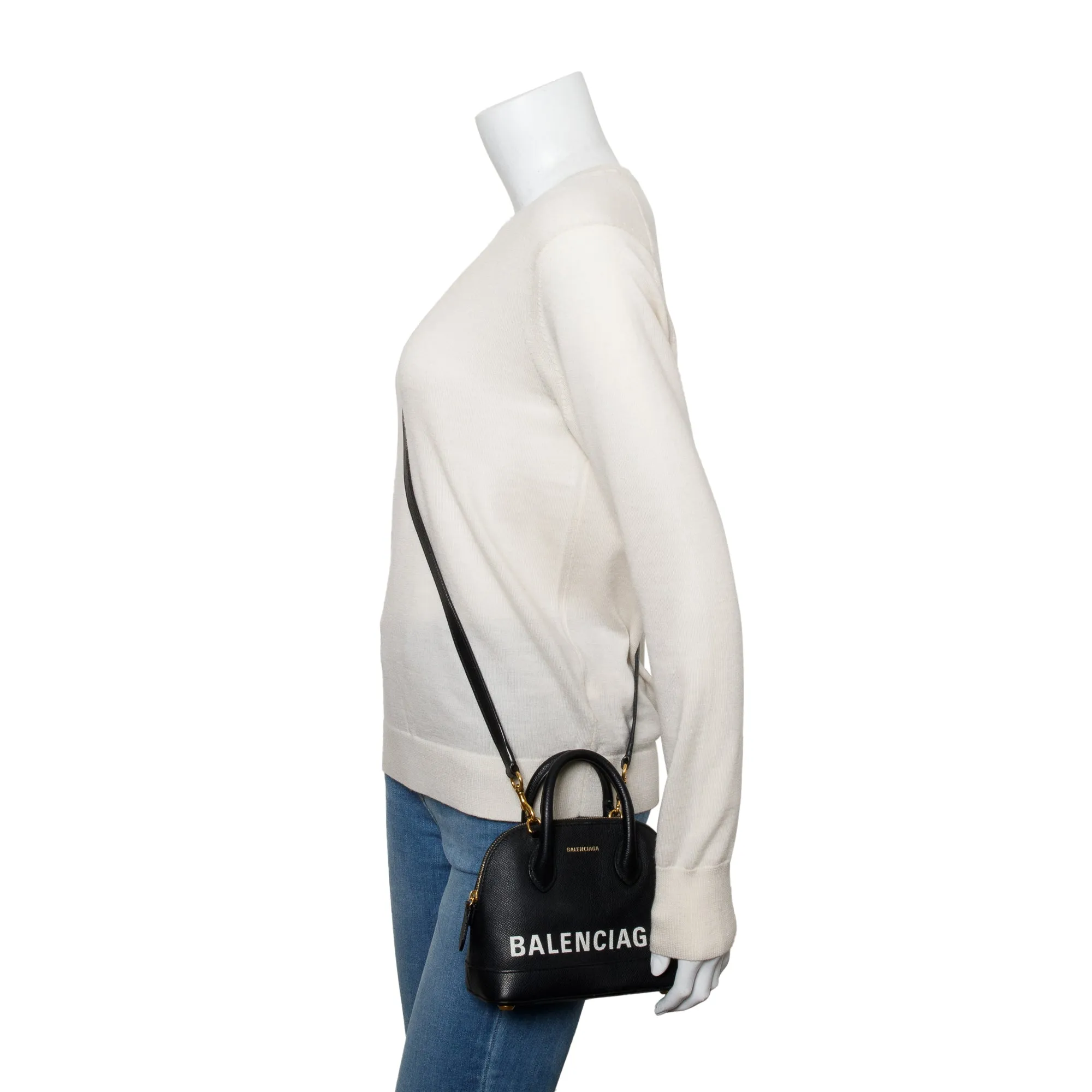 Balenciaga Black Leather XXS Ville Top Handle Bag