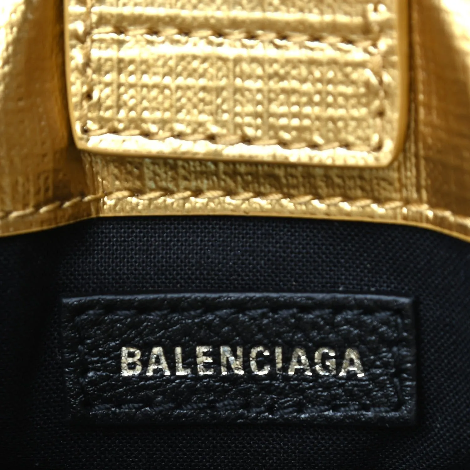 Balenciaga Gold Calfskin Leather Shopper Cross Body Bag 593826