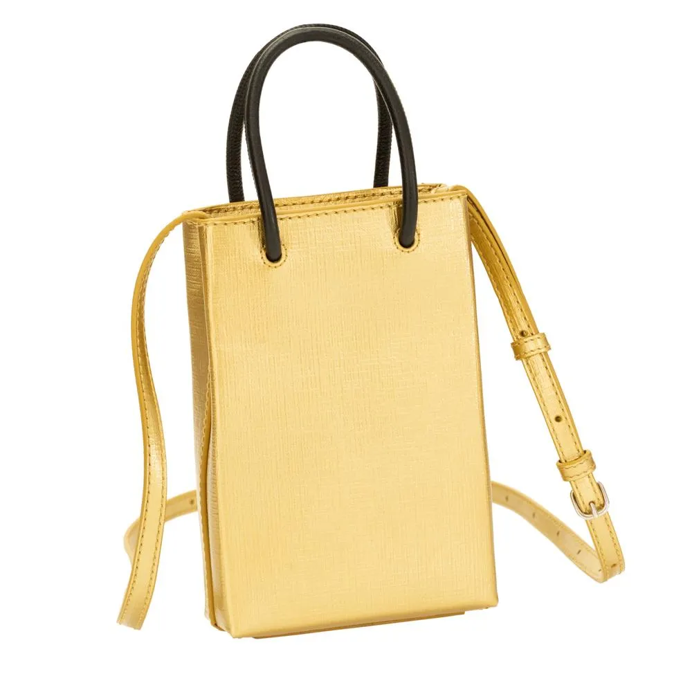 Balenciaga Gold Calfskin Leather Shopper Cross Body Bag 593826