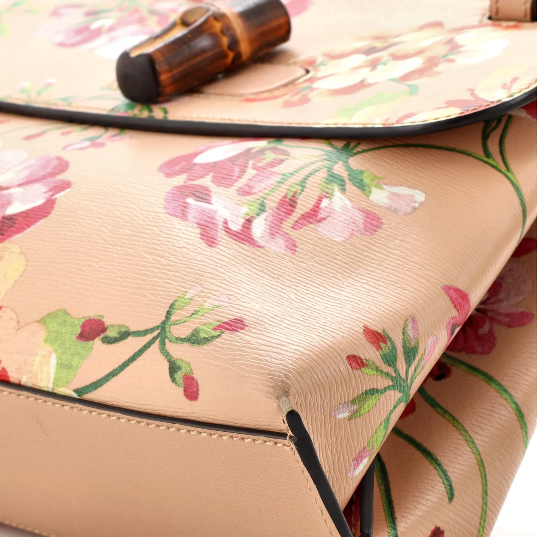 Bamboo Daily Top Handle Bag Blooms Print Leather Small