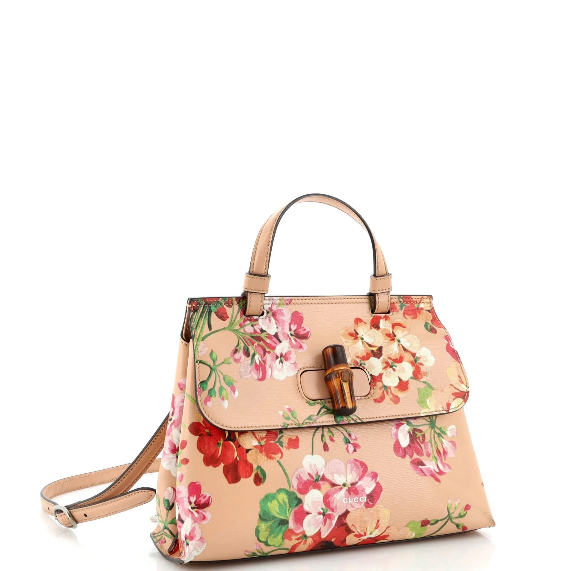 Bamboo Daily Top Handle Bag Blooms Print Leather Small