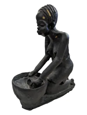 Beautiful African Cast Sculpture-Woman