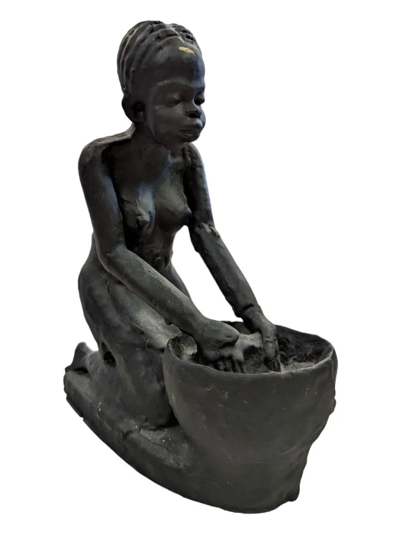 Beautiful African Cast Sculpture-Woman
