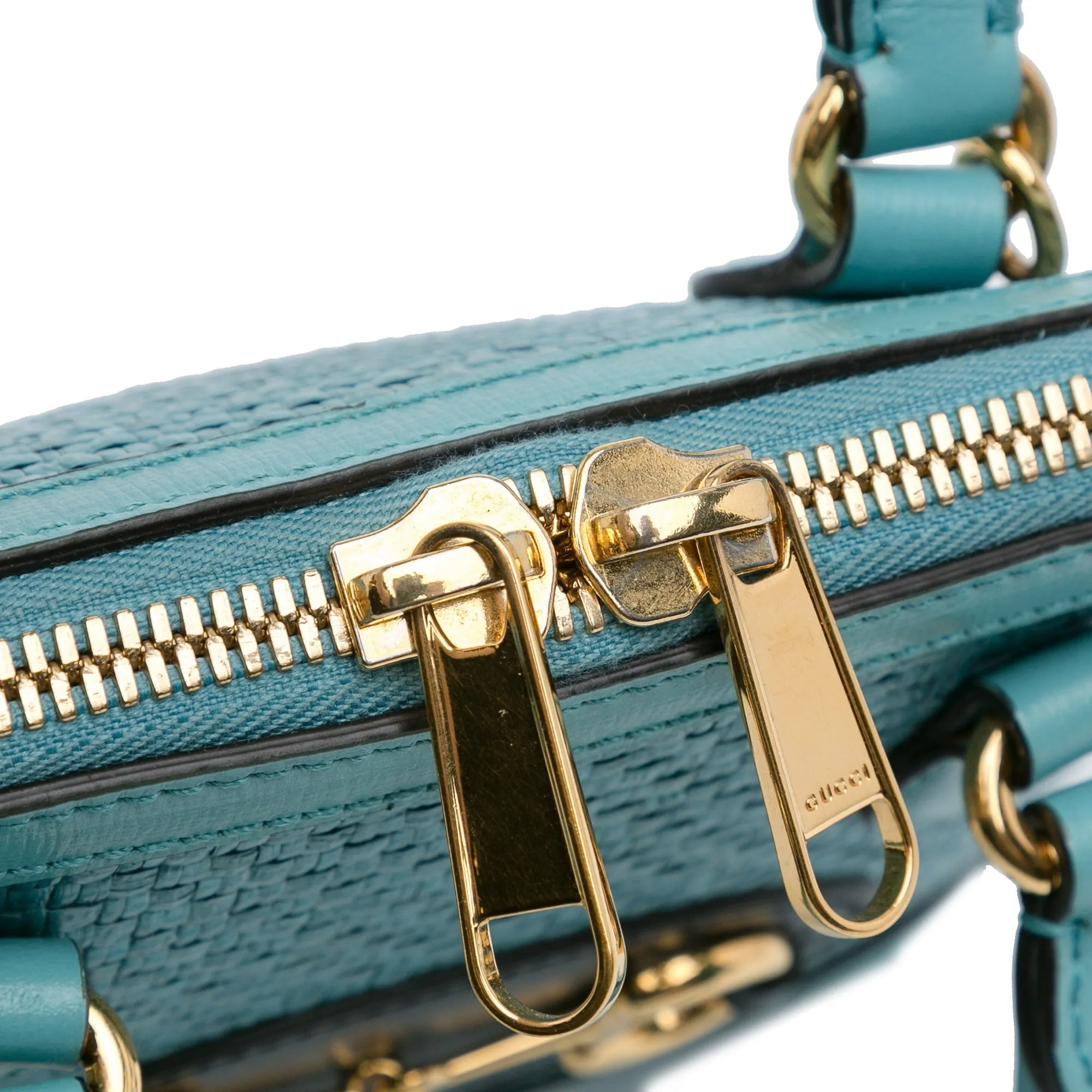 Blue Gucci Mini Raffia Horsebit 1955 Top Handle Bag Satchel
