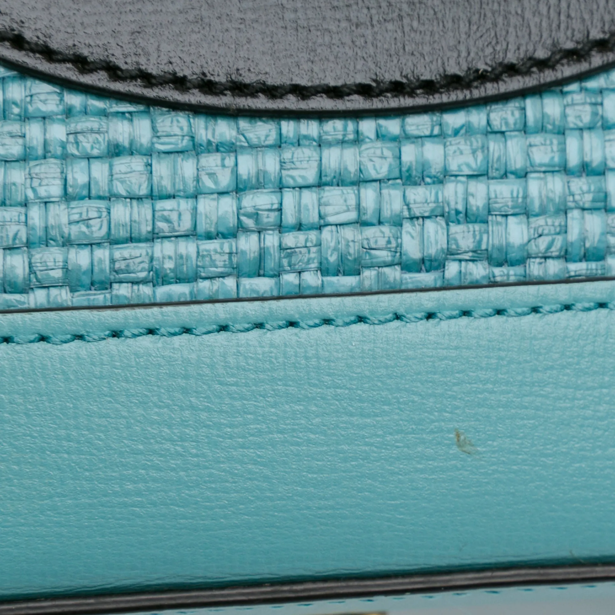 Blue Gucci Mini Raffia Horsebit 1955 Top Handle Bag Satchel