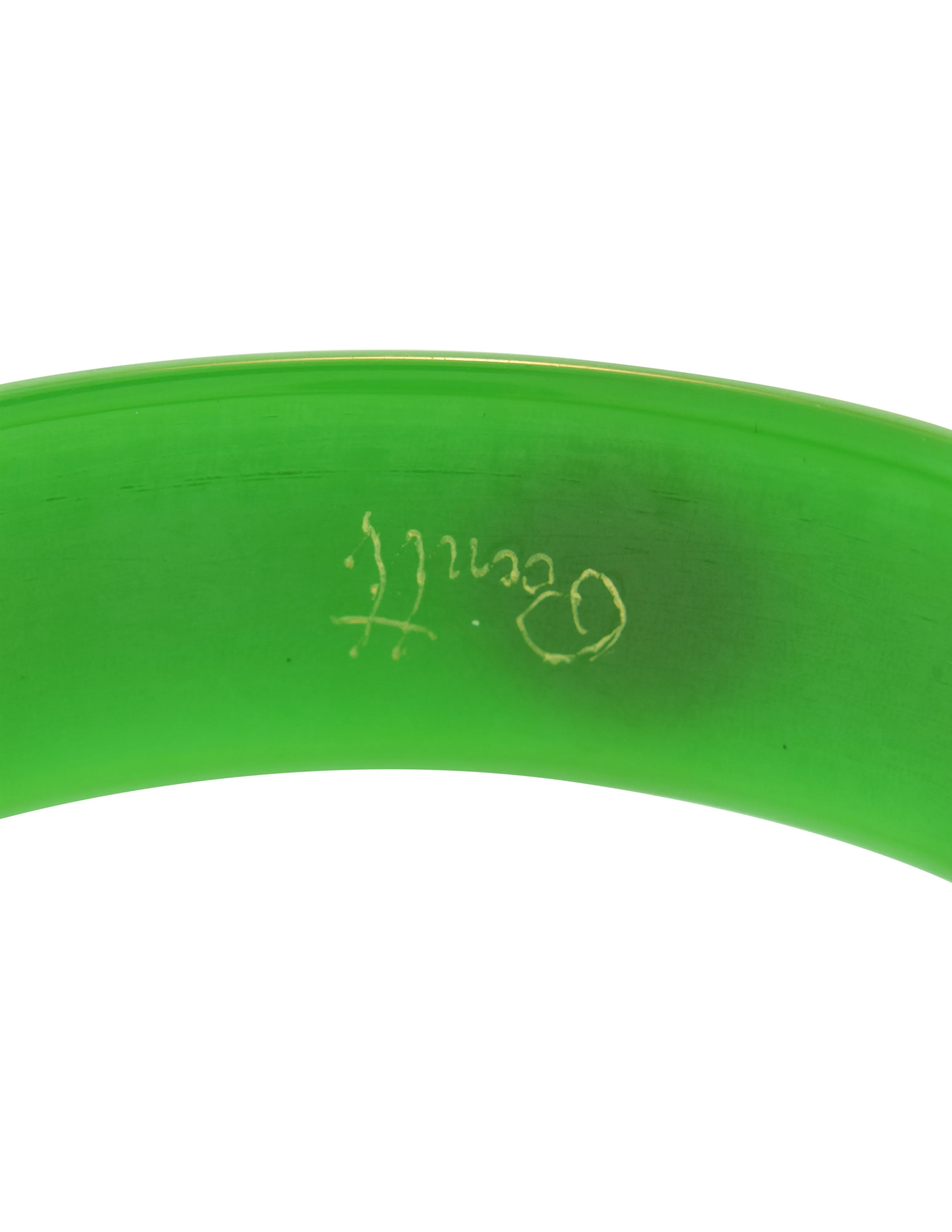 Bruce Pantti Vintage Green and Red Dot Bakelite Bracelet