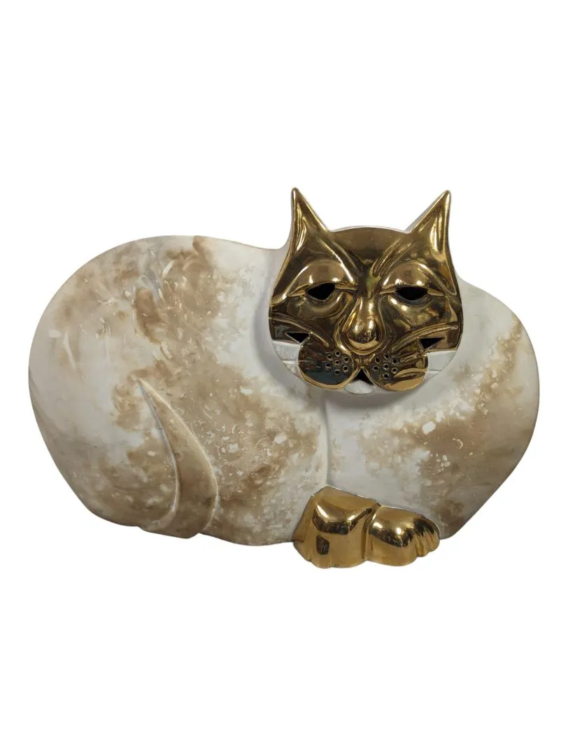 Ceramic and Gold Cat Figurine