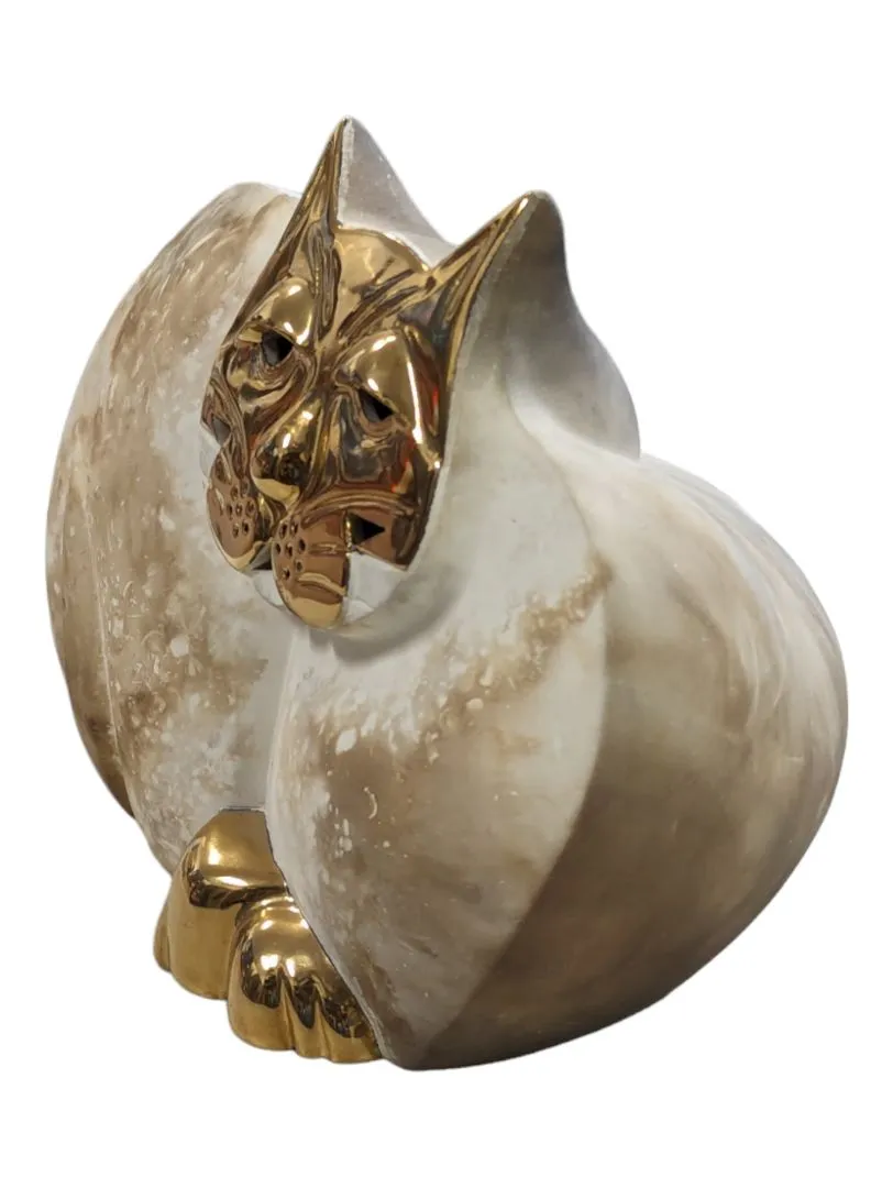 Ceramic and Gold Cat Figurine