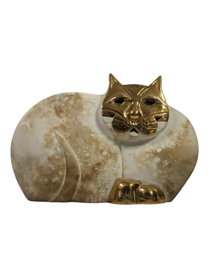 Ceramic and Gold Cat Figurine