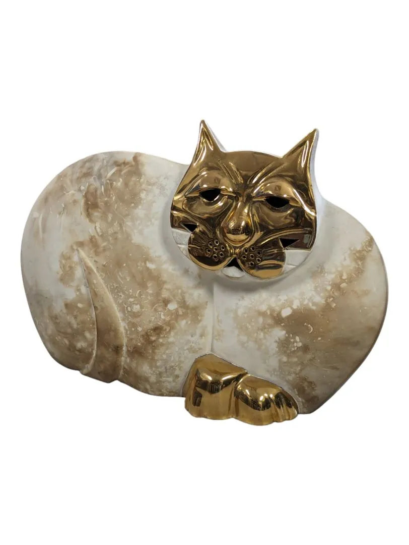 Ceramic and Gold Cat Figurine