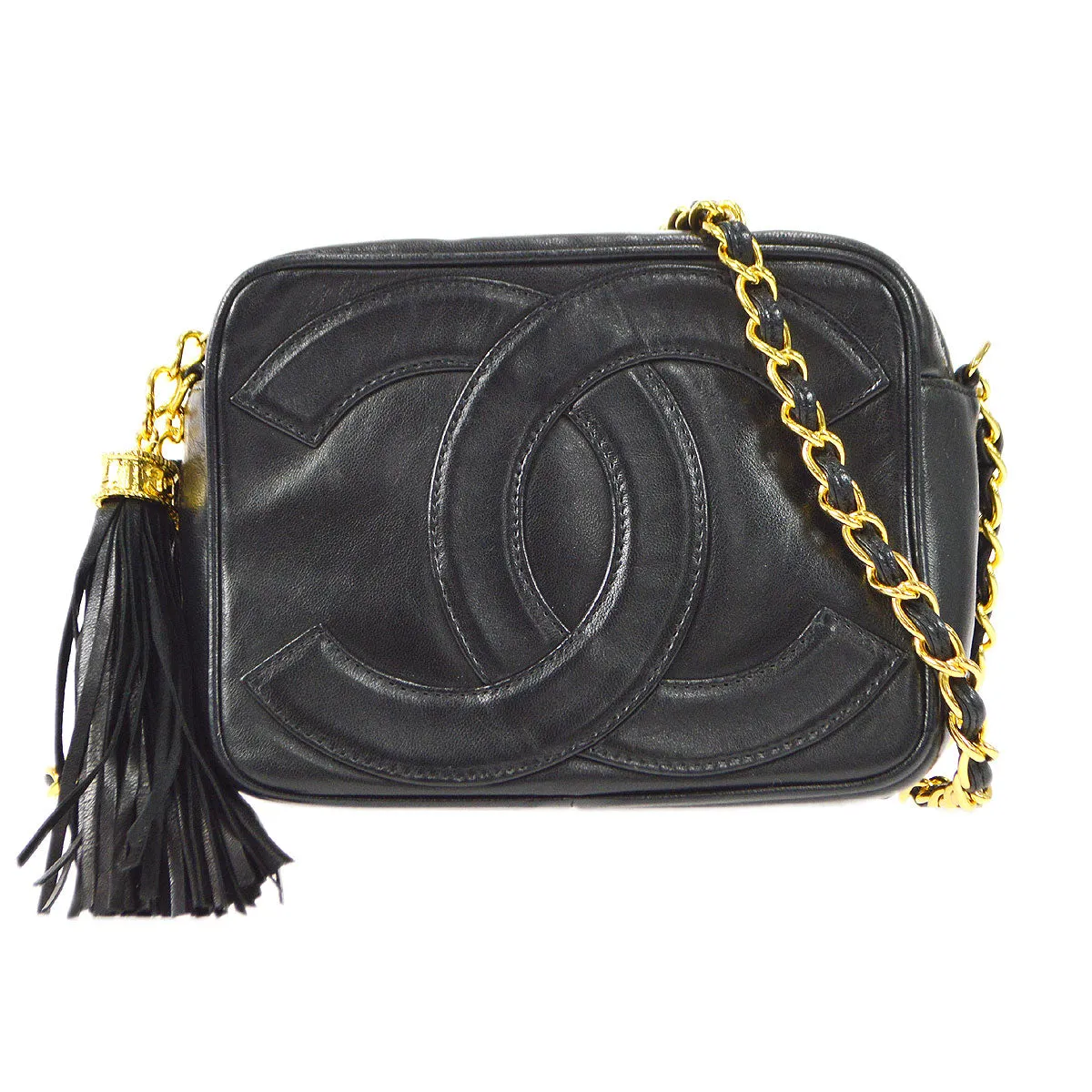 CHANEL 1986-1988 Camera Bag Mini Black Lambskin