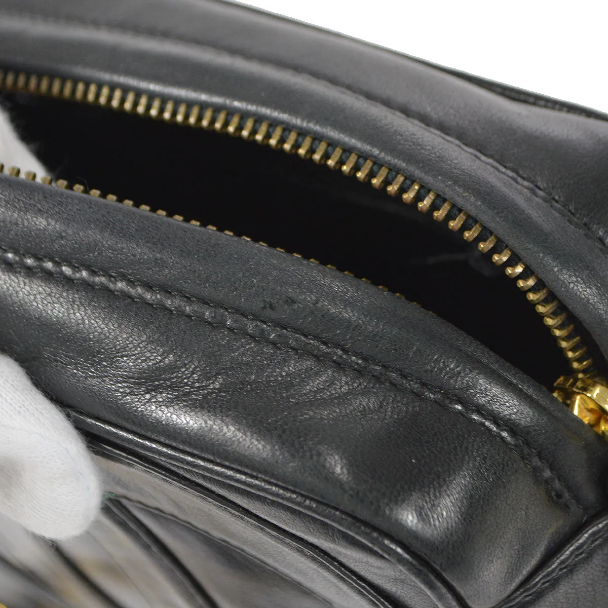 CHANEL 1986-1988 Camera Bag Mini Black Lambskin