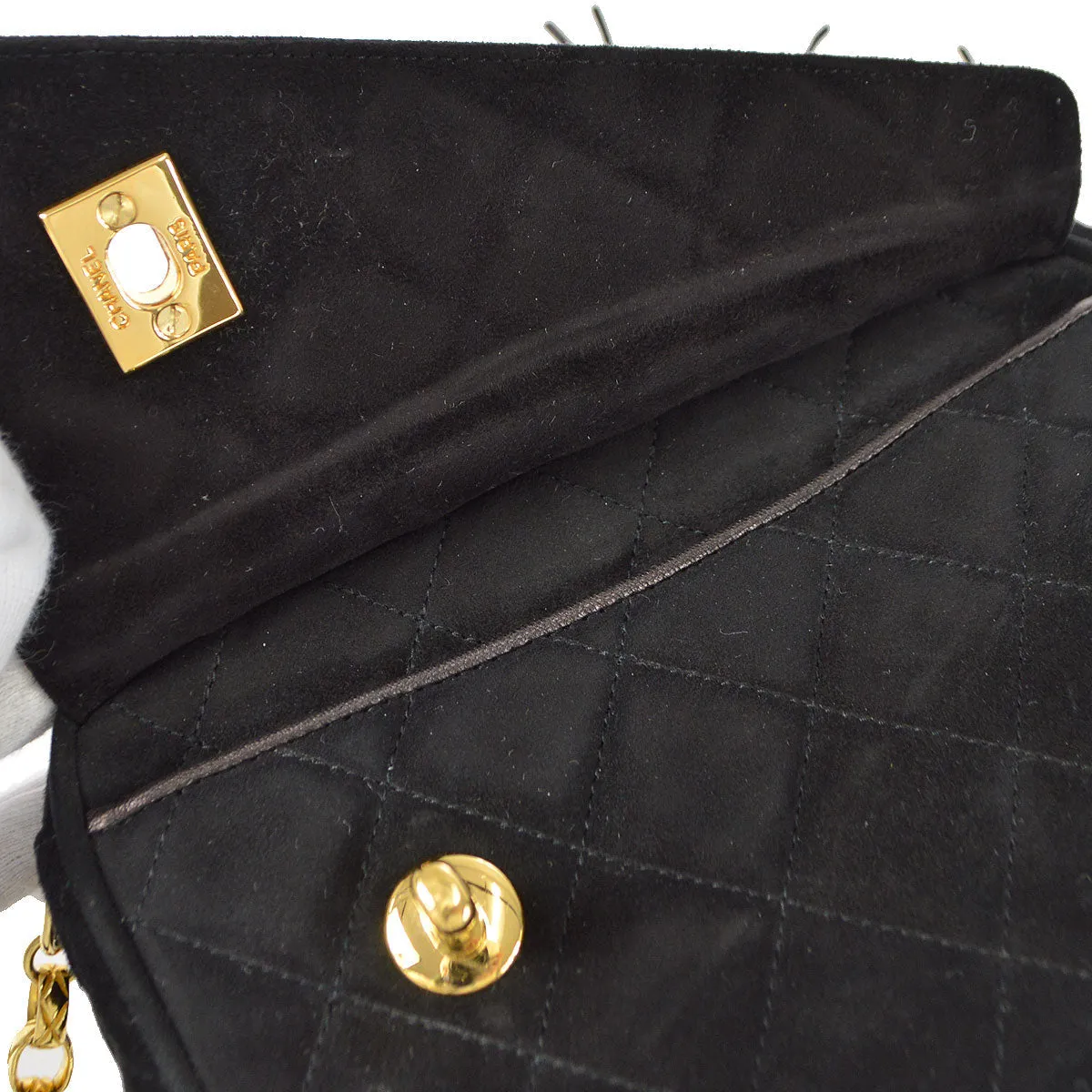 CHANEL 1994-1996 Pocket Camera Bag Mini Black Suede