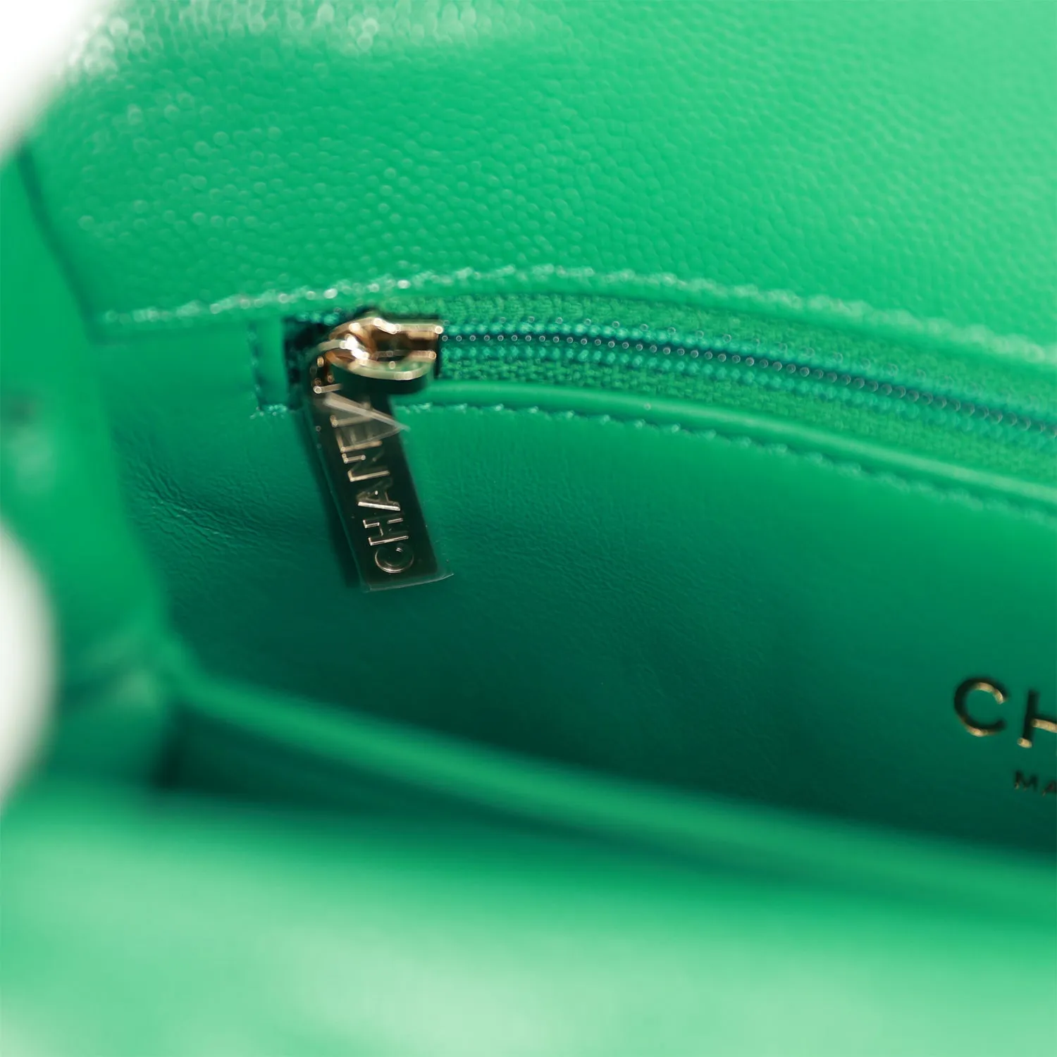 Chanel Small Coco Handle Flap Bag Green Caviar Light Gold Hardware