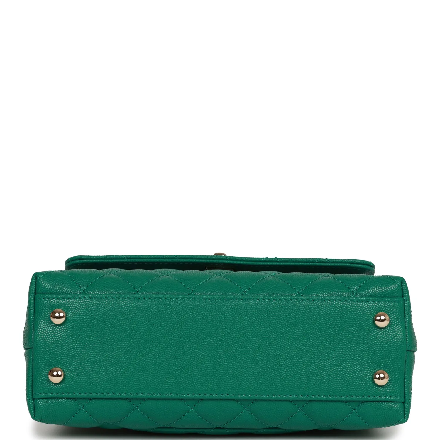 Chanel Small Coco Handle Flap Bag Green Caviar Light Gold Hardware