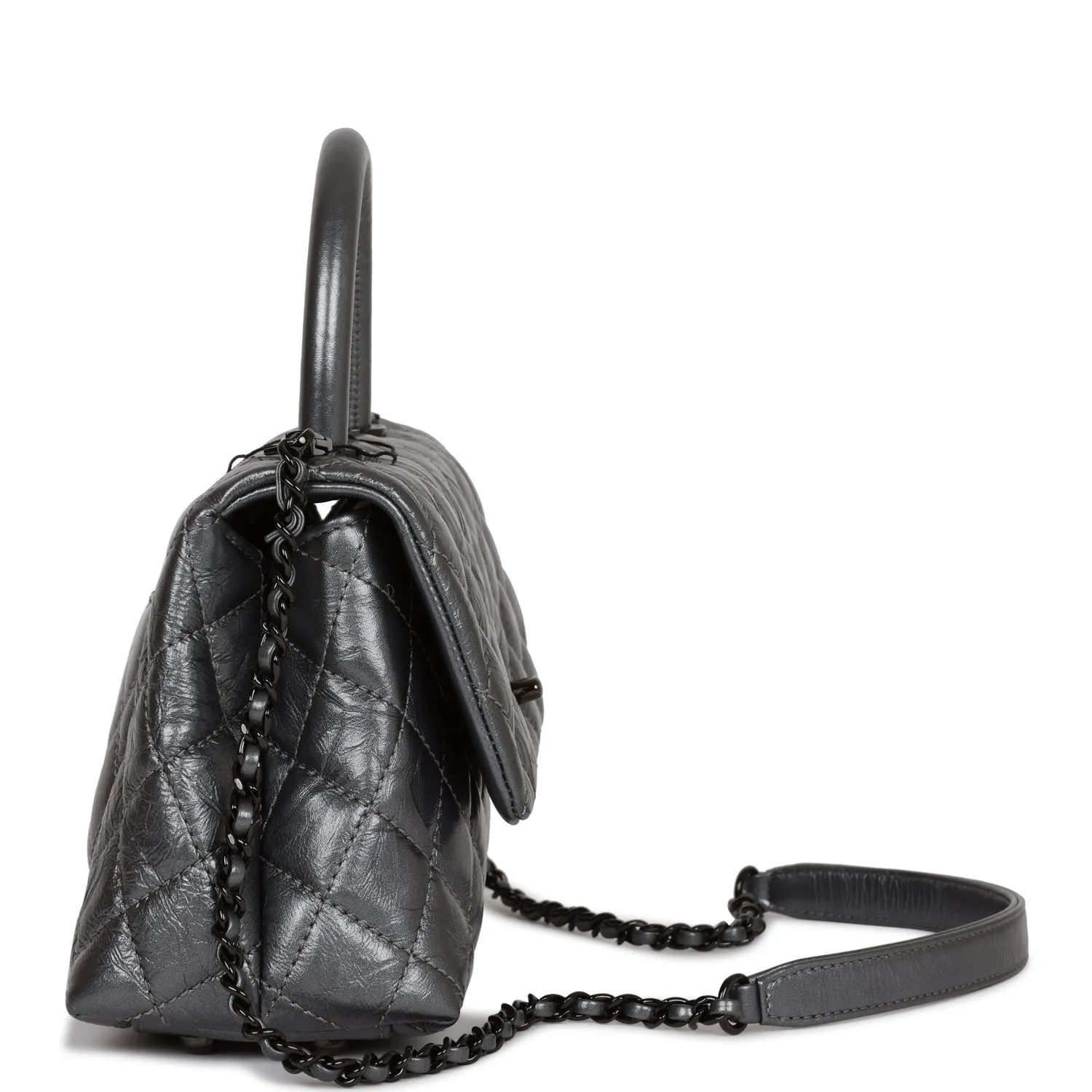 Chanel Small Coco Handle Flap Bag So Black Calfskin Black Hardware