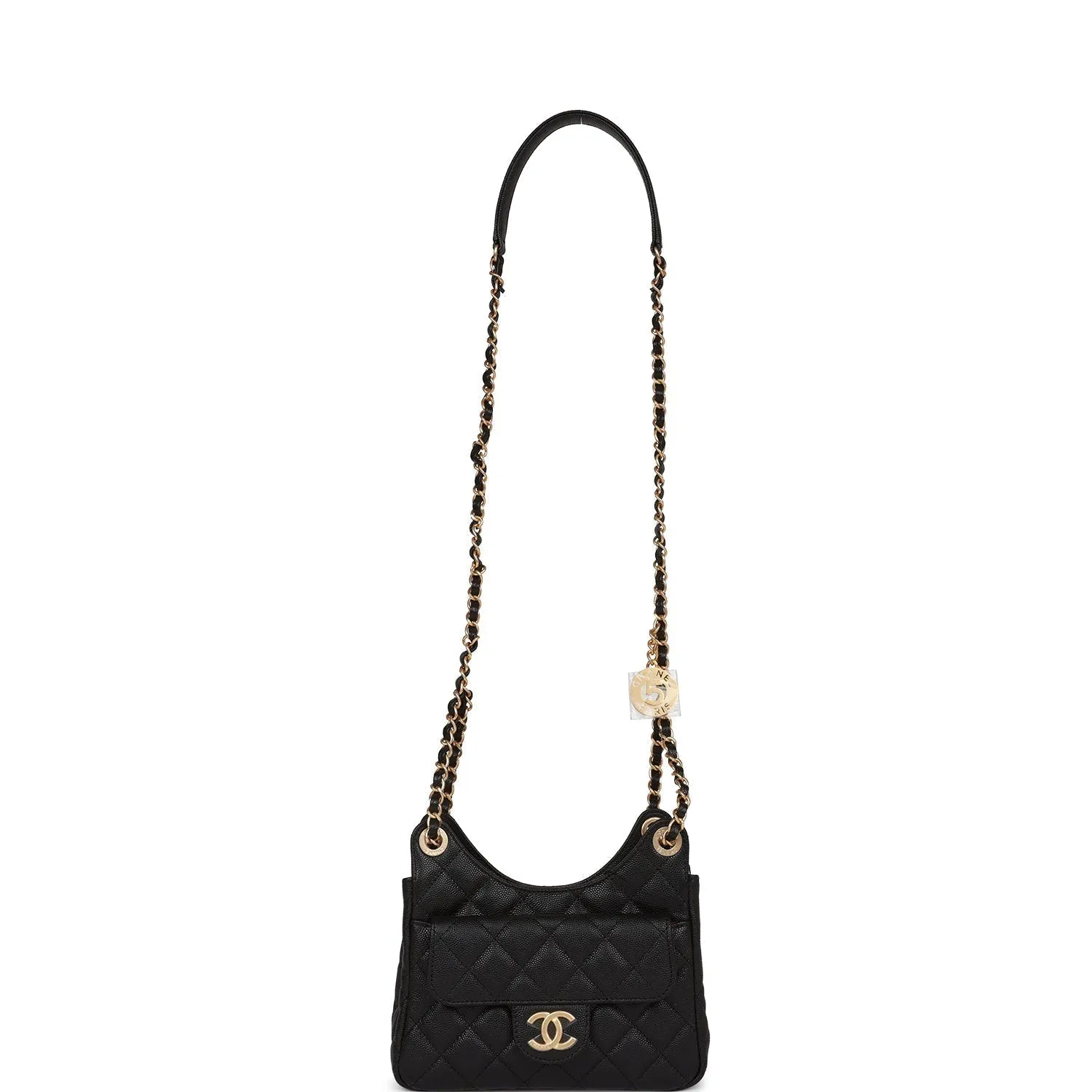 Chanel Small Hobo Bag Black Caviar Antique Gold Hardware