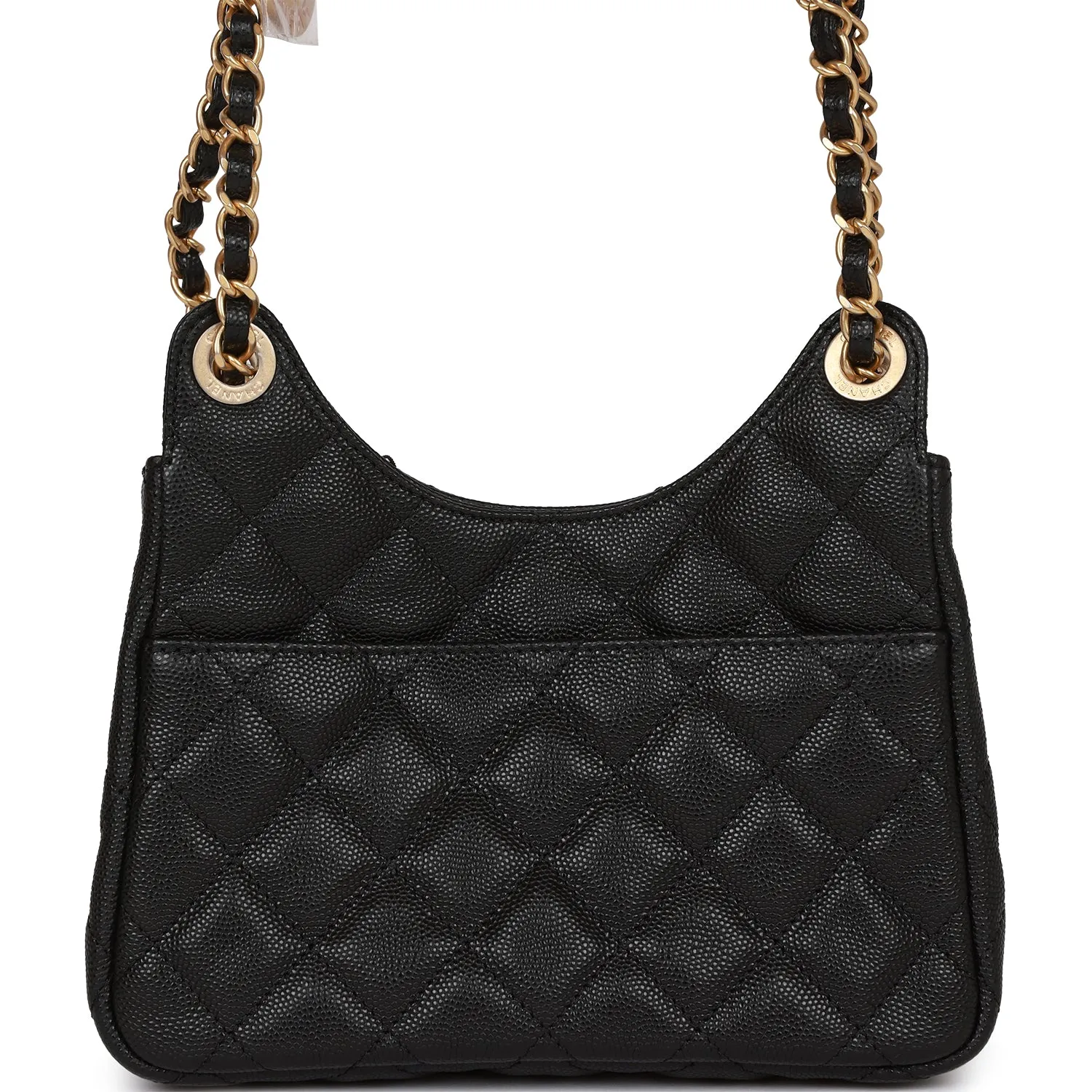 Chanel Small Hobo Bag Black Caviar Antique Gold Hardware