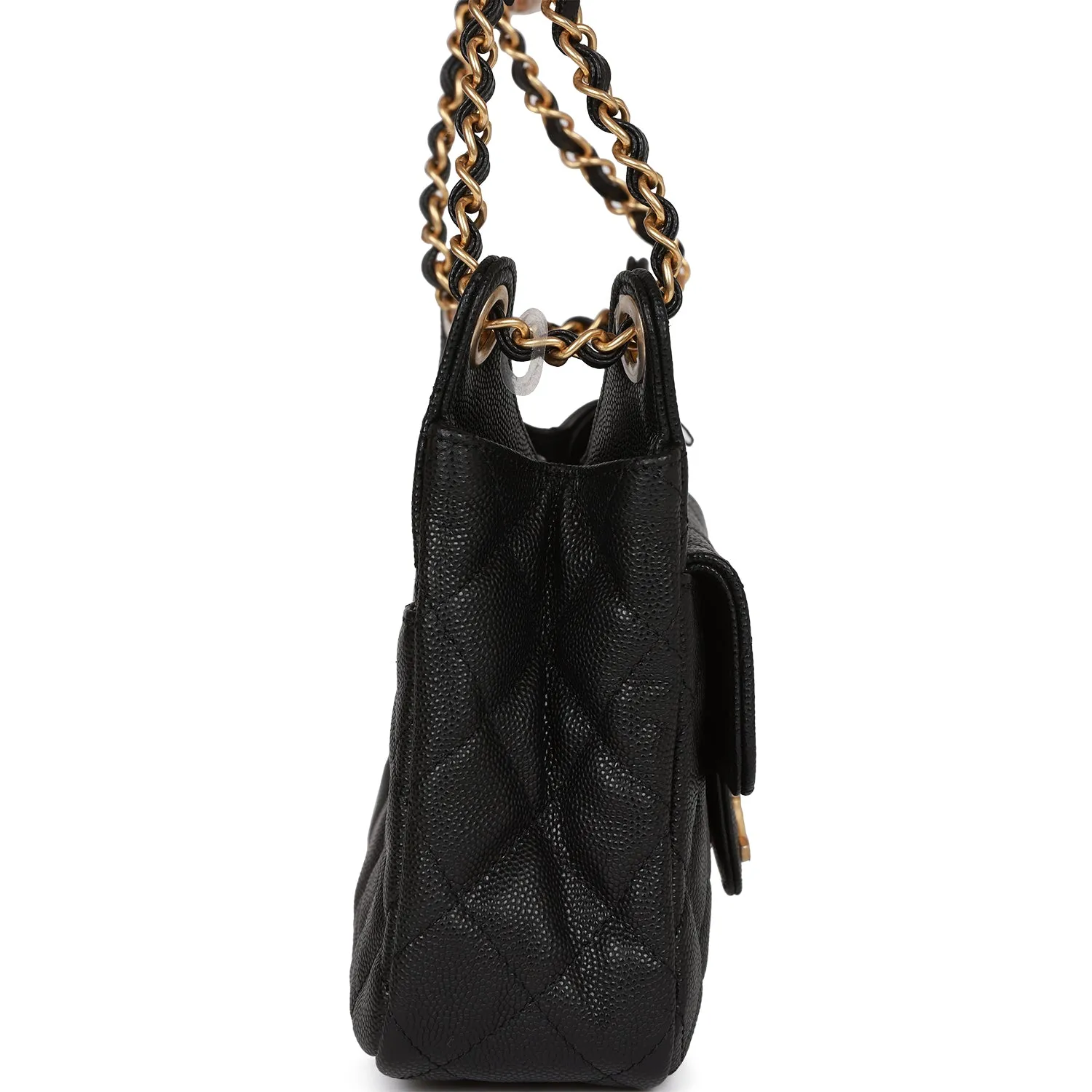 Chanel Small Hobo Bag Black Caviar Antique Gold Hardware