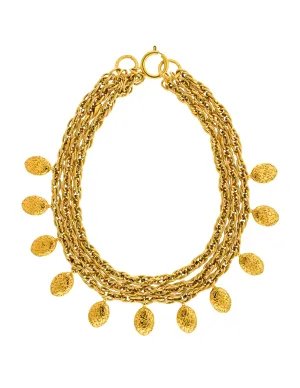Chanel Vintage Gold Namesake Charm Multi Strand Necklace