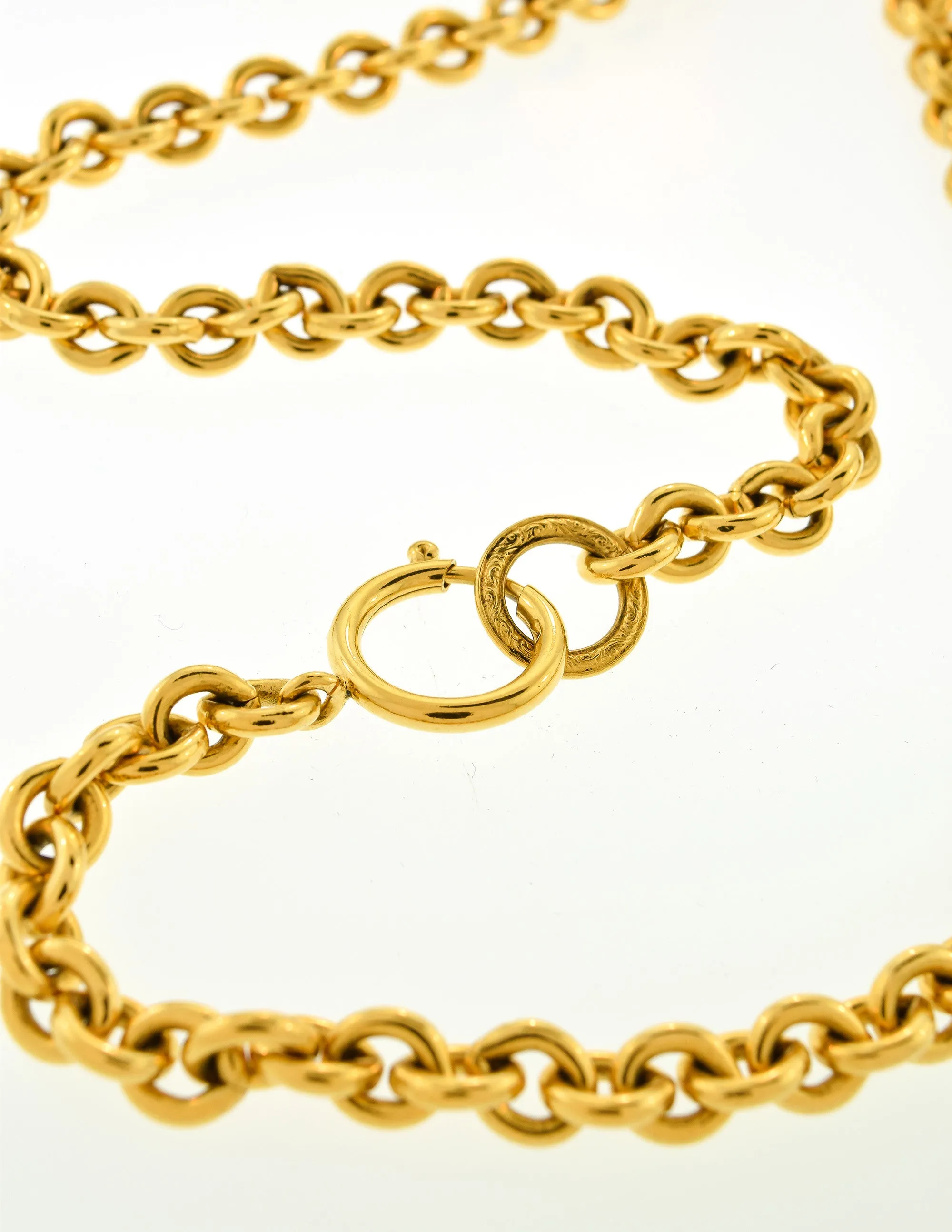 Chanel Vintage Gold Quilted CC Logo Pendant Necklace