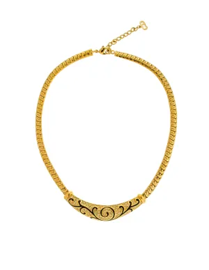 Christian Dior Vintage Black & Gold Rhinestone Enamel Necklace