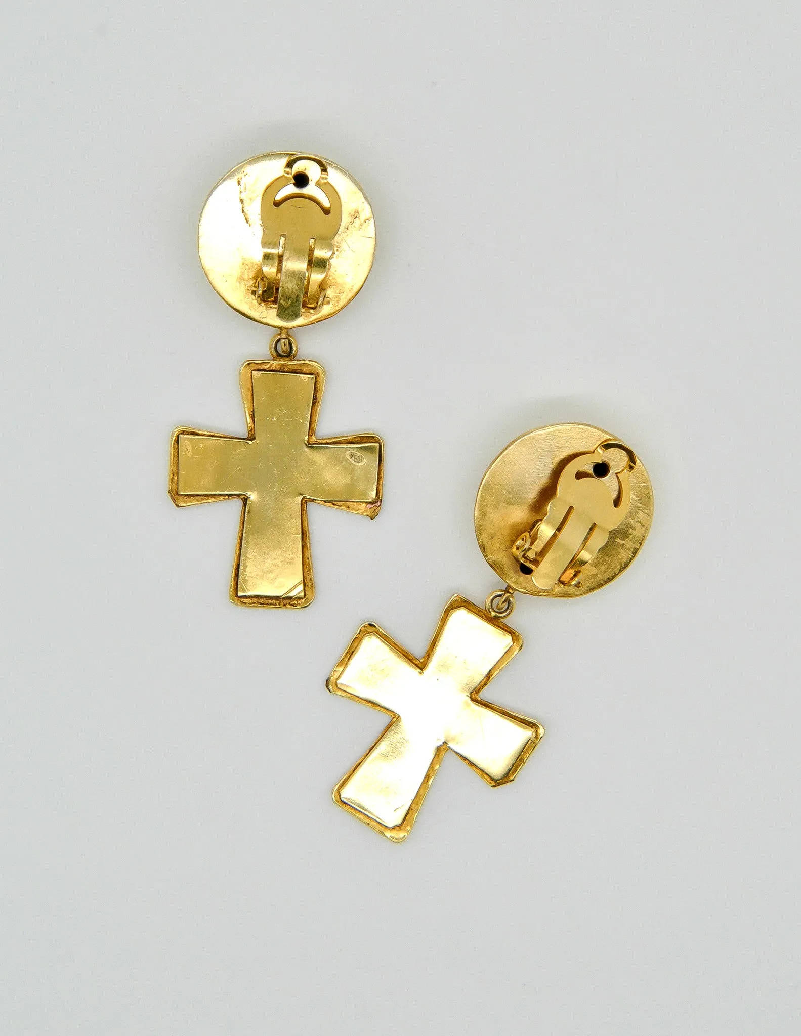 Christian Lacroix Vintage Gold Cross Earrings