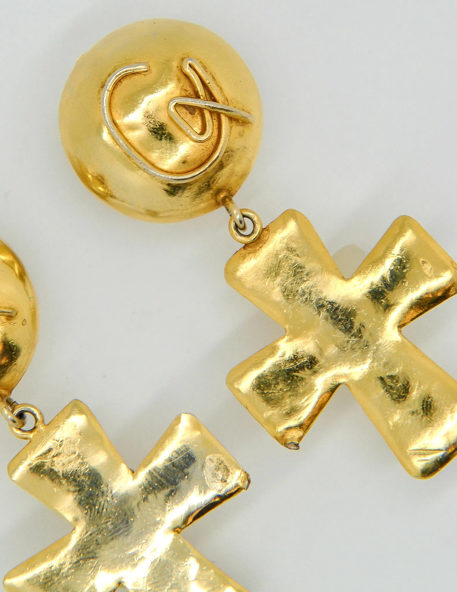 Christian Lacroix Vintage Gold Cross Earrings