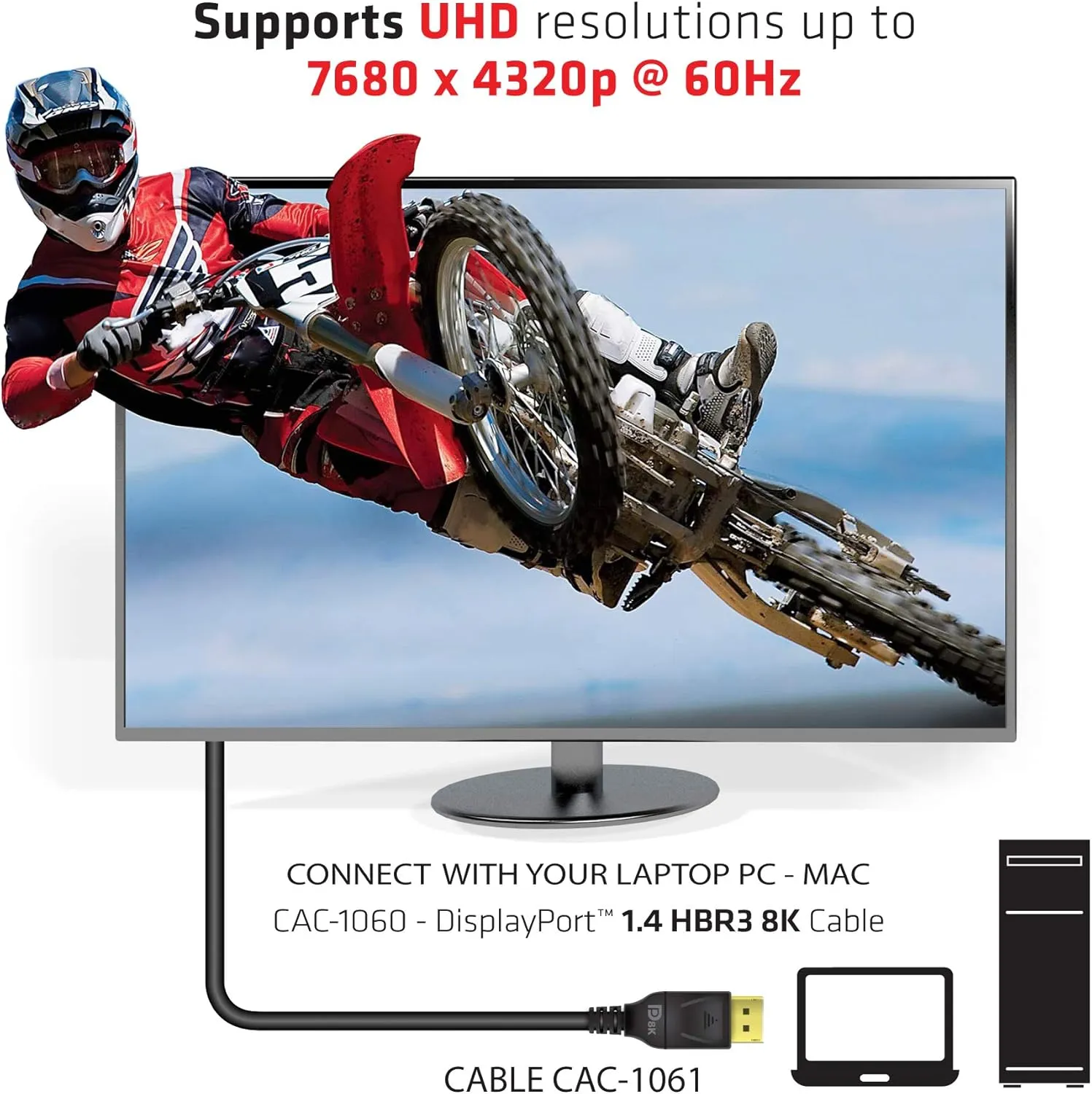 Club3D CAC-1061 DisplayPort to DisplayPort 1.4/HBR3 Cable DP 1.4 8K 60Hz 5 Meter/16,4 Feet Black VESA certified