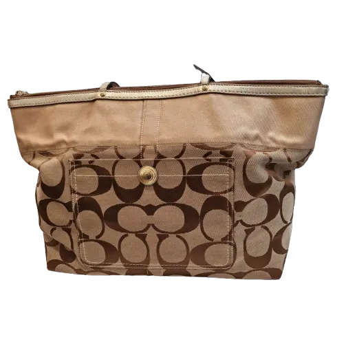 COACH Large Signature Print Zippered Tote Bag 11692