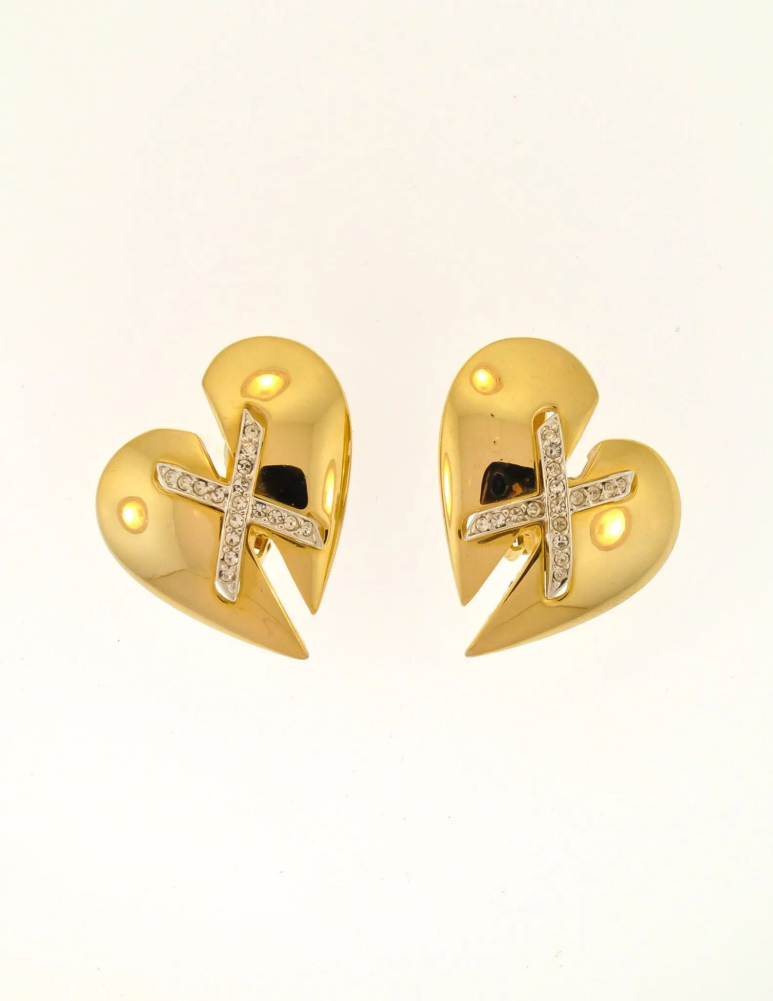 Courrges Vintage Gold Broken Heart Earrings