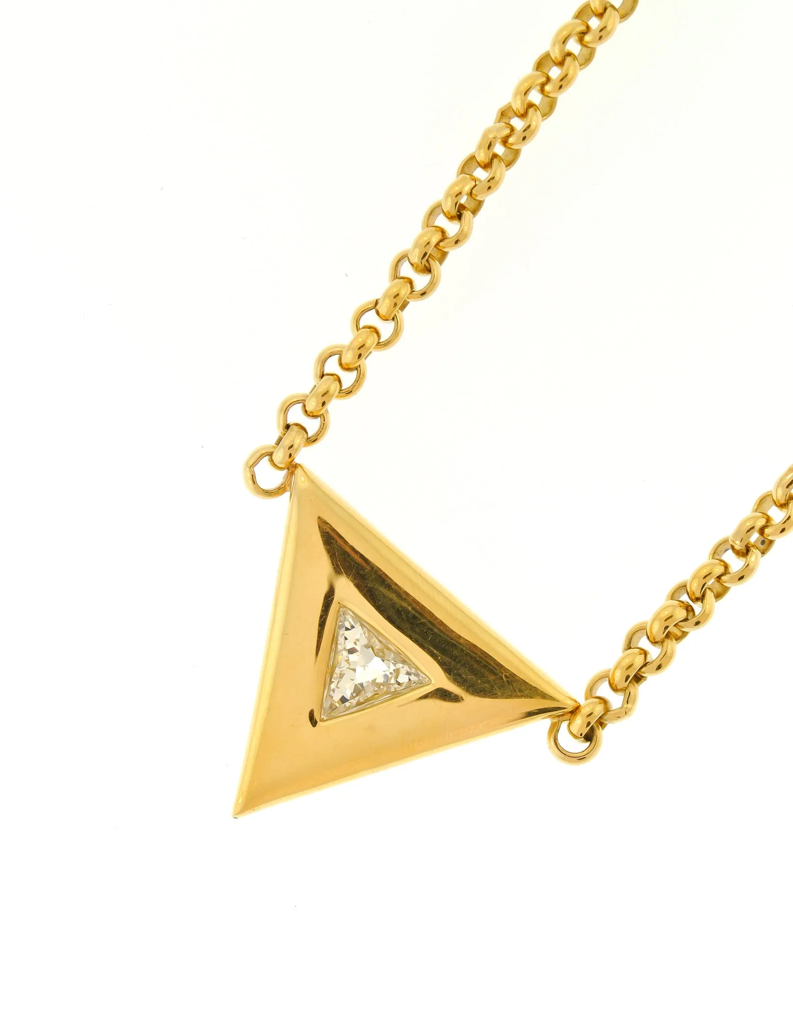 Courrges Vintage Gold Rhinestone Triangle Necklace