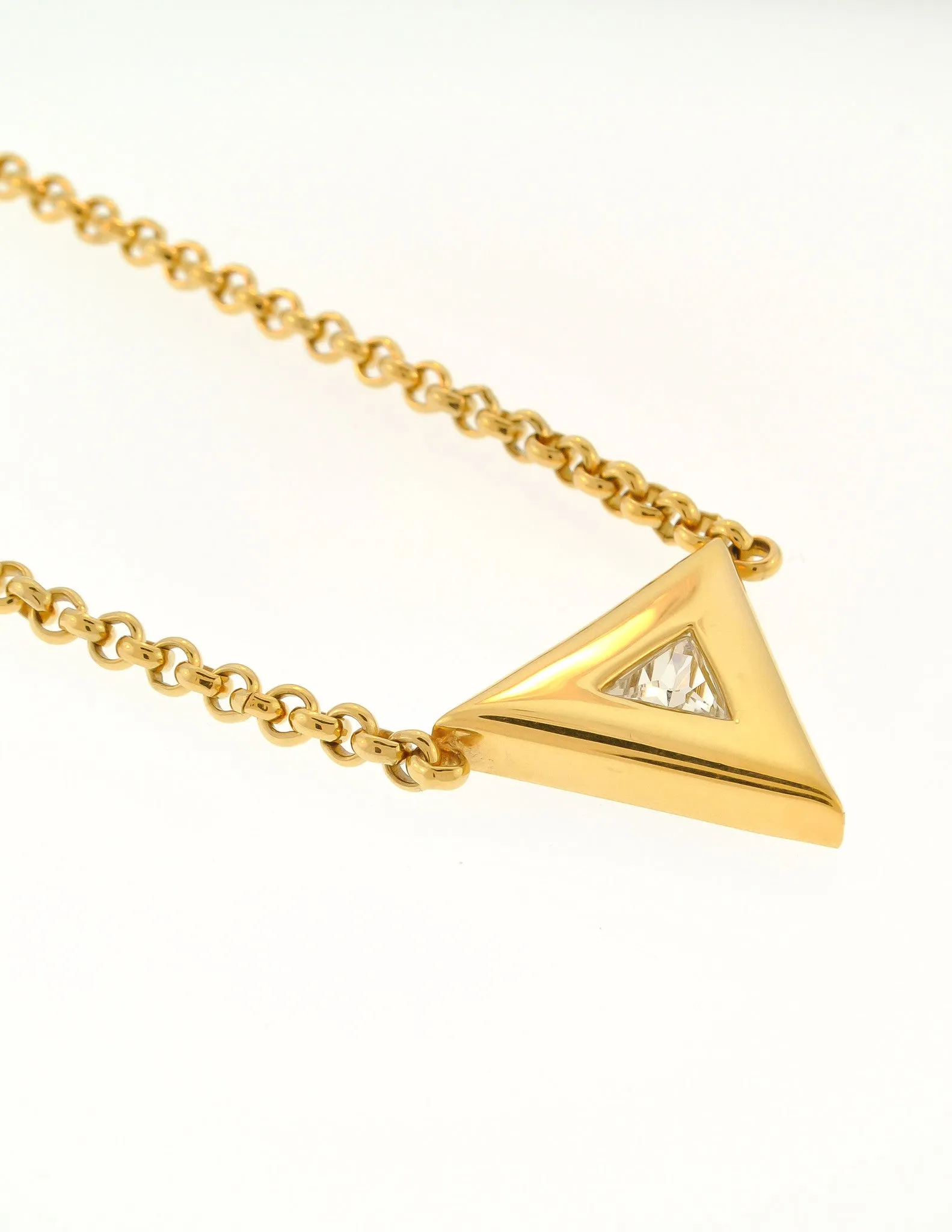 Courrges Vintage Gold Rhinestone Triangle Necklace