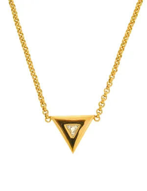 Courrges Vintage Gold Rhinestone Triangle Necklace