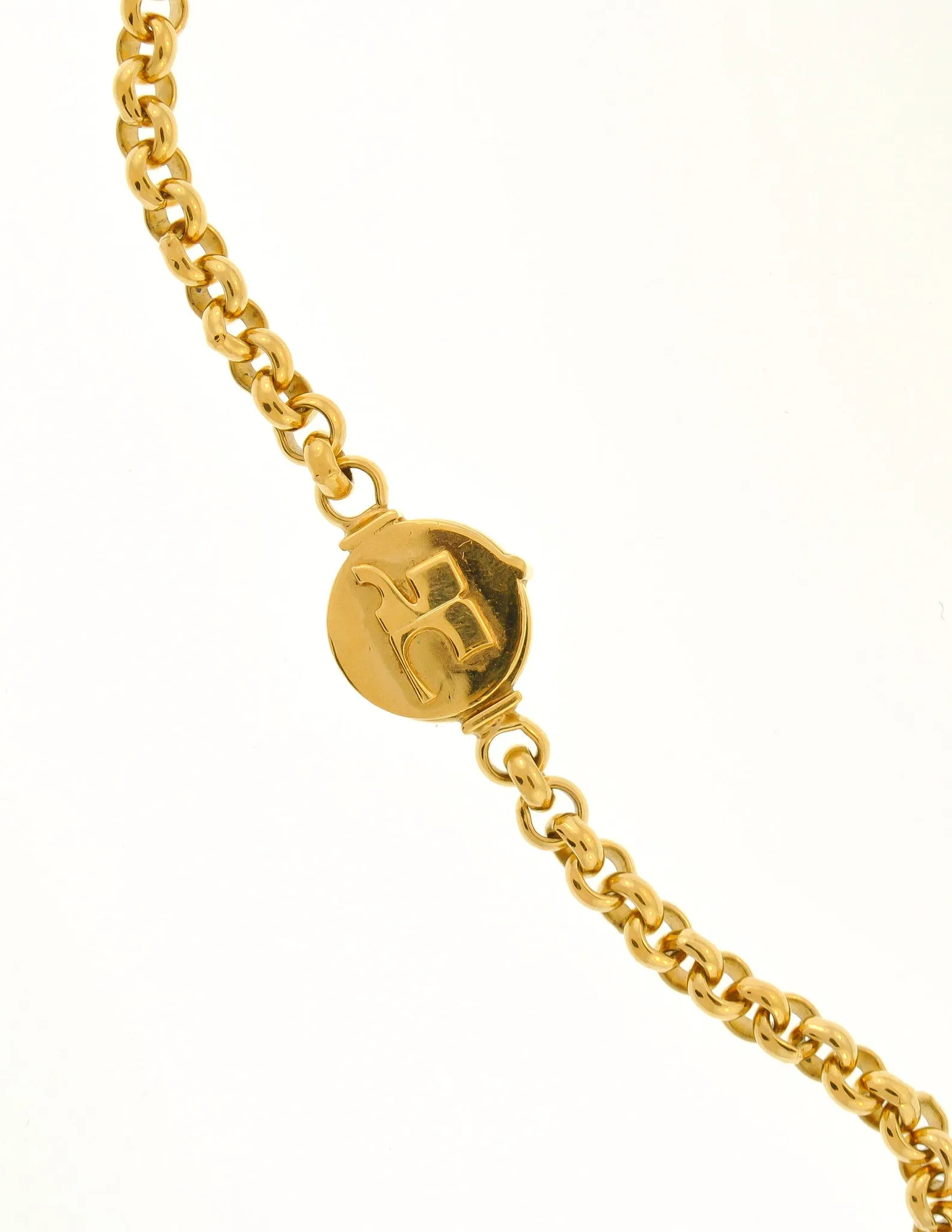 Courrges Vintage Gold Rhinestone Triangle Necklace