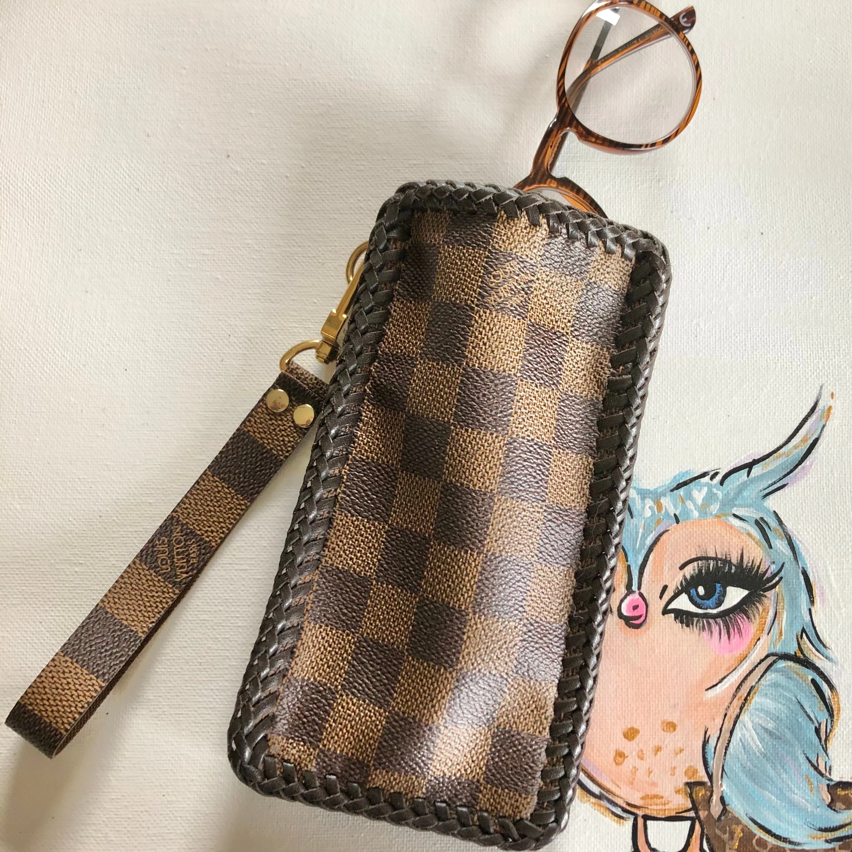 Damier Ebene Eyeglass Case/Wristlet