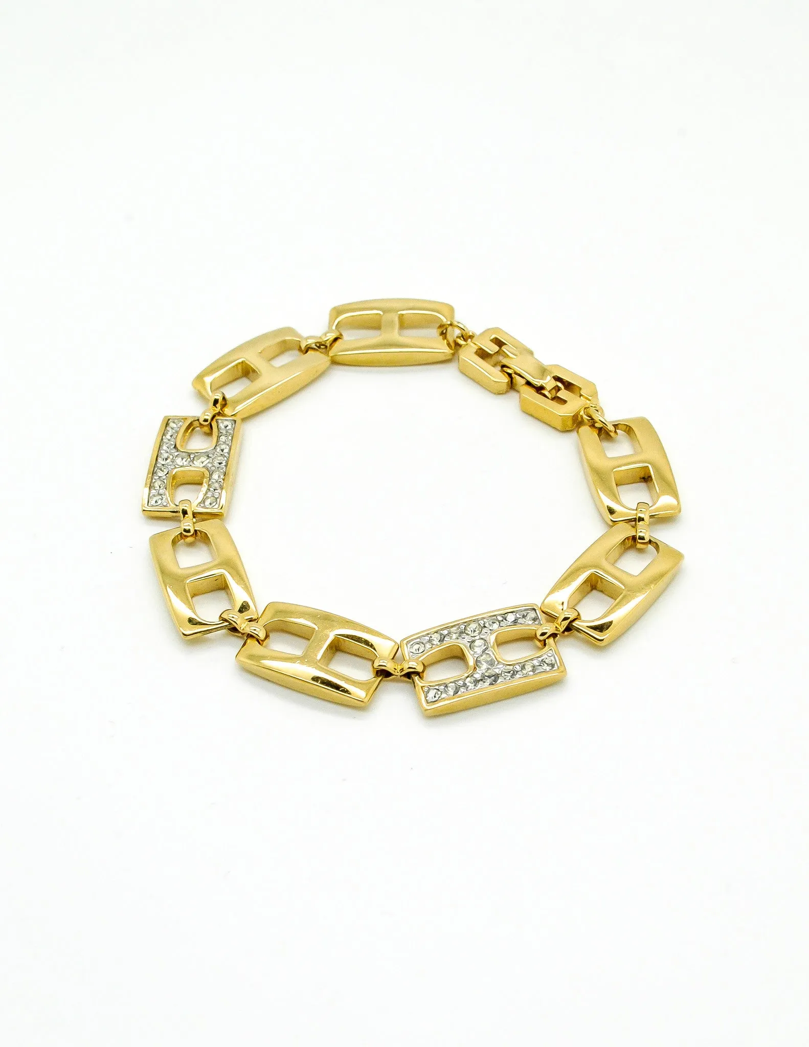 Givenchy Gold Rhinestone Link Bracelet
